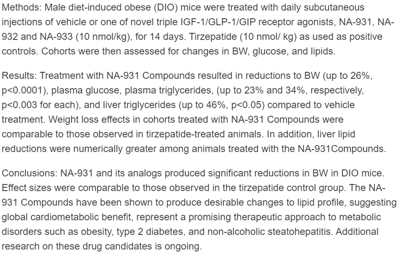 四靶点来袭：GLP1/GIP/GCG/IGF1启动减重二期临床